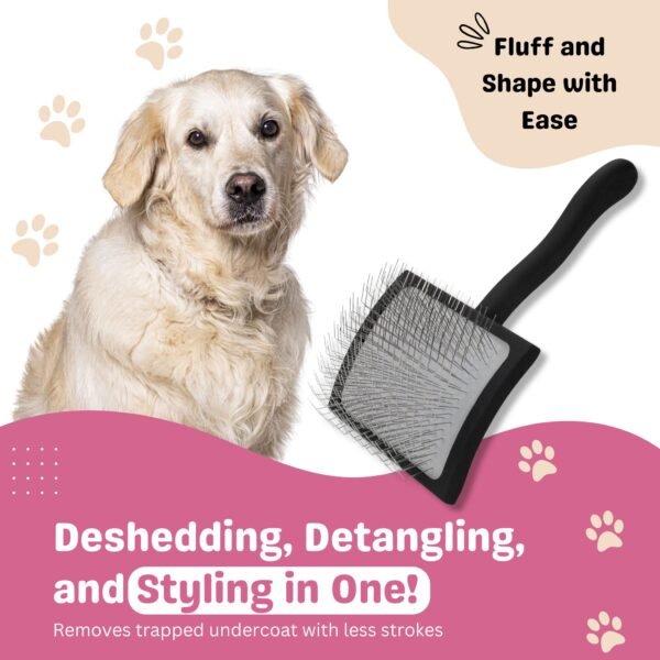 Professional Pet Slicker Brush with Steel Pins, Ergonomic Design - Image 3