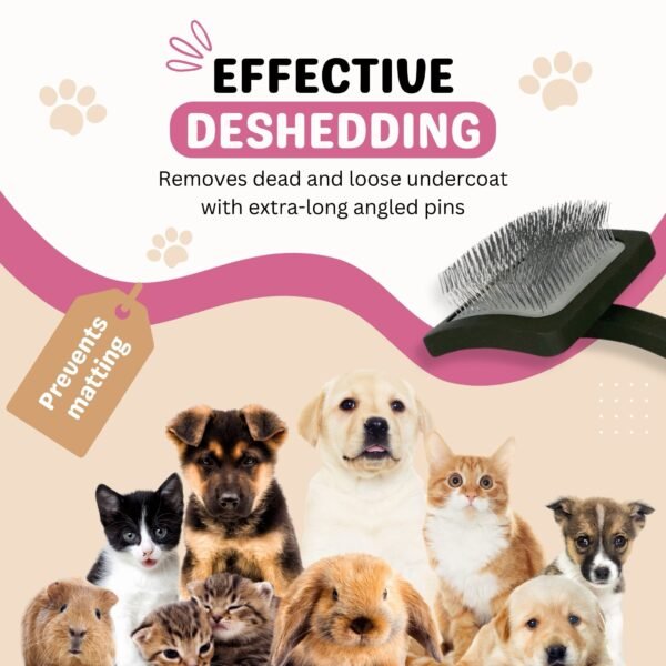 Professional Pet Slicker Brush with Steel Pins, Ergonomic Design - Image 4