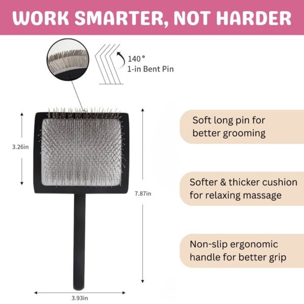 Professional Pet Slicker Brush with Steel Pins, Ergonomic Design - Image 9