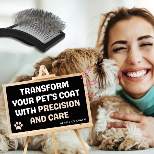 Professional Pet Slicker Brush with Steel Pins, Ergonomic Design - Image 10