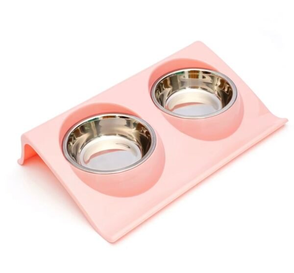 Double Dog Food Bowls Stainless Steel - Image 2
