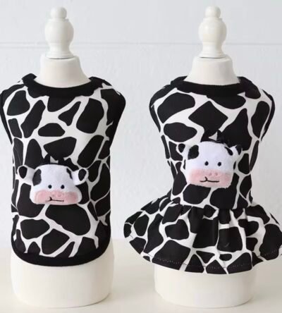 Classic Cow Print Tank Top Dress  For NewBorn Fur Babies